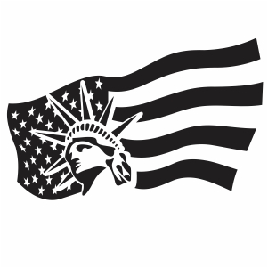 Liberty face and US flag vector file