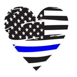 Thin Blue Line Distressed Heart Flag Svg