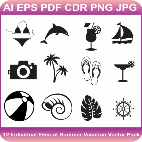 Download Beach Vector Bundle Summer Vacation Vector Summer Vacation Vector Image Svg Psd Png Eps Ai Format Vector Graphic Arts Downloads PSD Mockup Templates