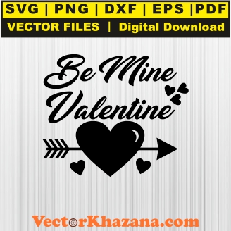 Be Mine Valentine Black Svg