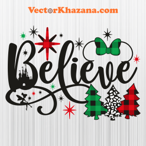Believe Christmas Tree Svg