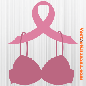 Breast Cancer Awareness Ribbon On A Pink Bra Svg
