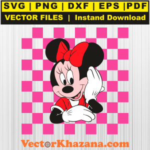 Checkered Cute Minnie Mouse Svg