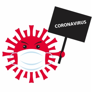Virus character in a medical mask  svg file