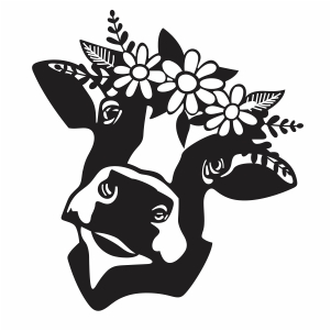 Cow With Flowers Svg