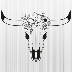 Cow Skull Lotus Flower Svg