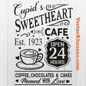 Cupids Sweetheart Cafe Black Svg