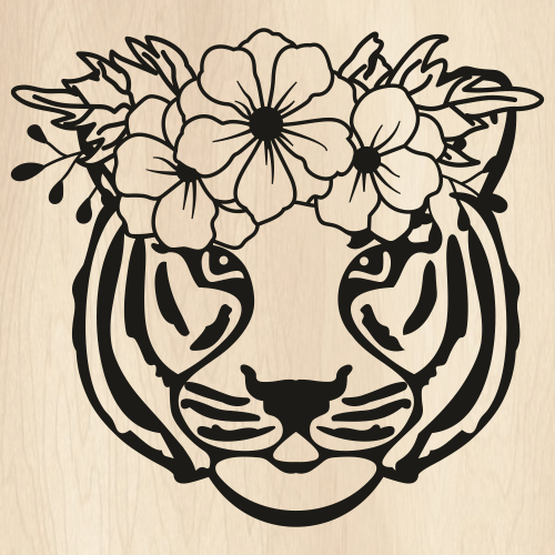Cute_Tiger_With_Flower_Crown_On_Head_Svg.png