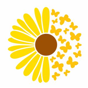 Sunflower and Butterfly Vector