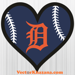 Detroit Tigers Heart Svg