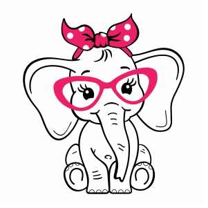 Download Elephant With Glasses Svg Cute Elephant Svg Cut File Download Jpg Png Svg Cdr Ai Pdf Eps Dxf Format