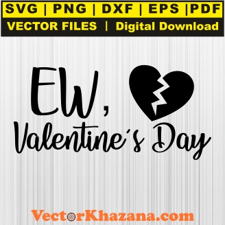 Ew Valentines Day Black Heart Svg