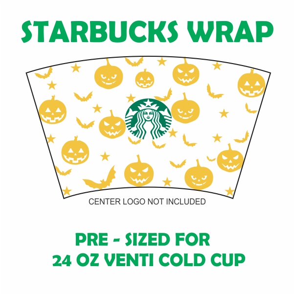 Full Wrap Pumpkin Halloween Starbuck Cup Svg