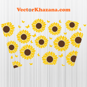 Full Wrap Sunflower And Butterfly Venti 24 Oz Svg