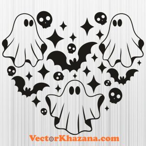 Halloween Ghost Heart Svg