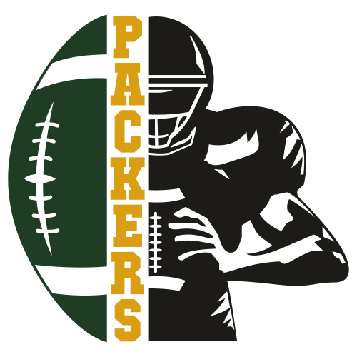 Green Bay Packers Distressed Football Half Player Svg