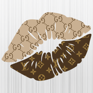 Gucci And Louis Vuitton Pattern Lips Svg