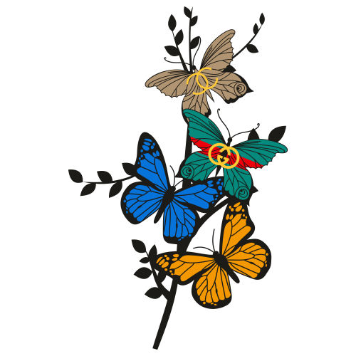 Gucci Flower And Butterfly Svg