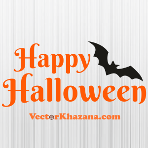 Happy Halloween Logo With Bat Svg