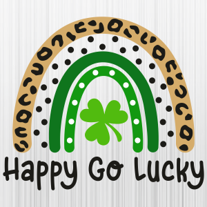 Happy Go Lucky Leopard Print Rainbow Svg