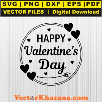 Happy Valentine Day Black Svg