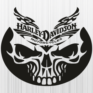 Harley Davidson Motorcycles Skull Black Svg