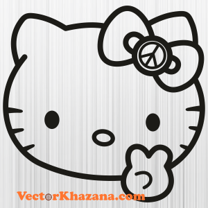 Hello Kitty With Peace Sign Svg