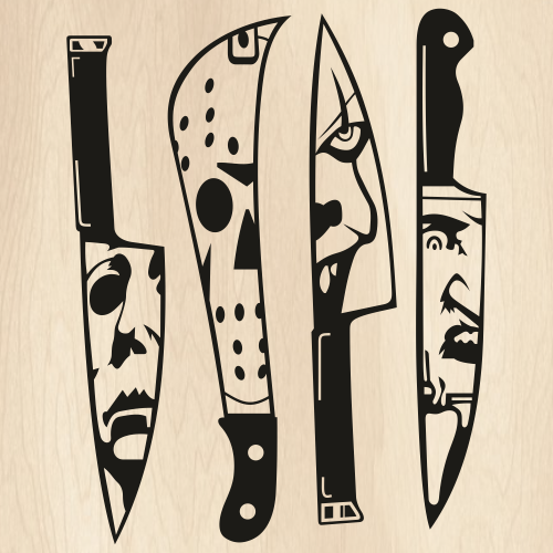Horror Movie Characters In Knives SVG