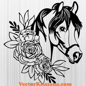 Horse With Flower Svg