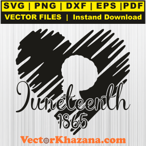Juneteenth 1865 Heart with Girl Svg Png