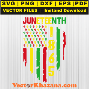 Juneteenth 1865 with Flag Svg Png