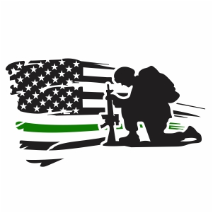 Kneeling Soldier With USA Flag Vector