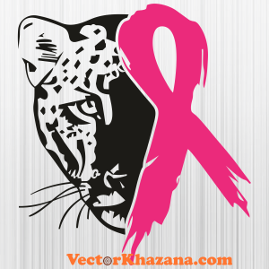 Leopard Head Breast Cancer Ribbon SVG