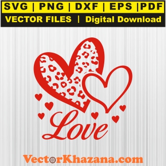 Love Leopard Print Heart Svg