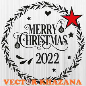 Merry Christmas 2022 Floral Wreath Svg