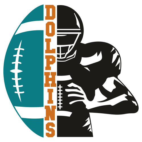 Miami Dolphins Distressed Football Half Player Svg