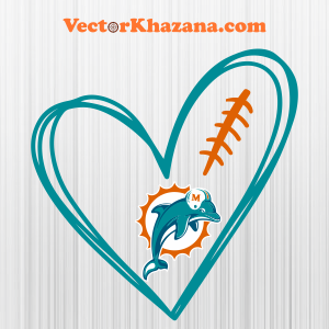 Miami Dolphins Heart Svg