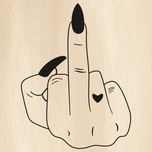 Middle Finger Nail And Heart Svg