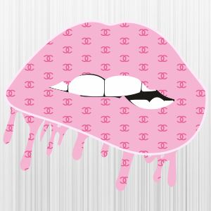 Pink Drip Lips Chanel Pattern Svg