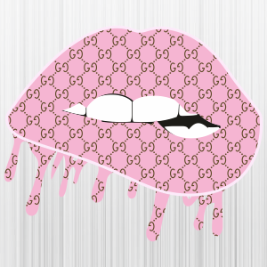 Pink Drip Lips Gucci Pattern Svg