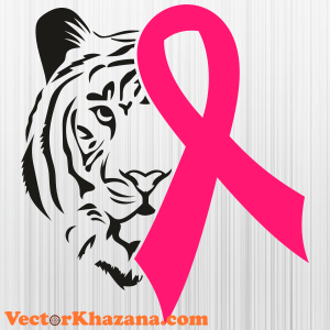 Tiger Head Breast Cancer Ribbon SVG