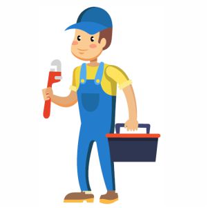 Plumber With Wrench And Toolbox vector file