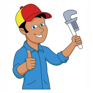 Plumber Holding Wrench tools vector file