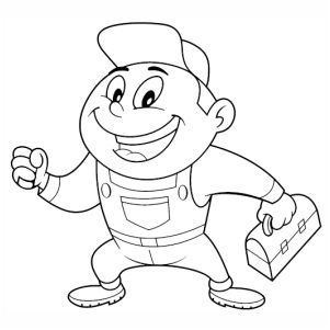 Black And White Plumber With Toolbox vector file