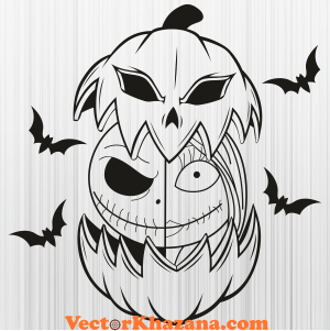 Pumpkin Jack And Sally Black And White Svg