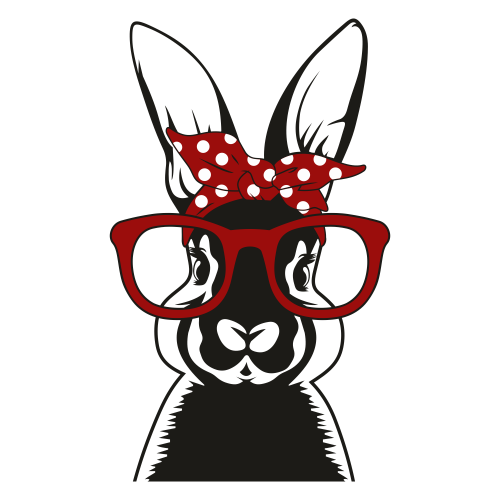 Cricut Vector Cuttable Silhouette png svg Bunny with Glasses and Bow Cameo ai Clipart dxf Rabbit Face Cut File eps