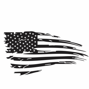 American Distressed Flag Black Svg