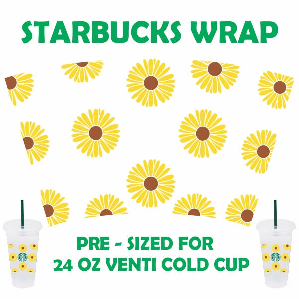 Full Wrap Sunflower For Starbucks Cup Svg