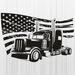 Semi Trailer Truck Flag SVG | Semi Truck PNG | Semi Truck With Flag ...