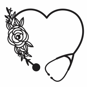 Heart Flowers shape Nurse Stethoscope vector